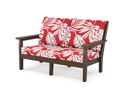 POLYWOOD® Chippendale Deep Seating Loveseat in Mahogany / Leaf Crimson