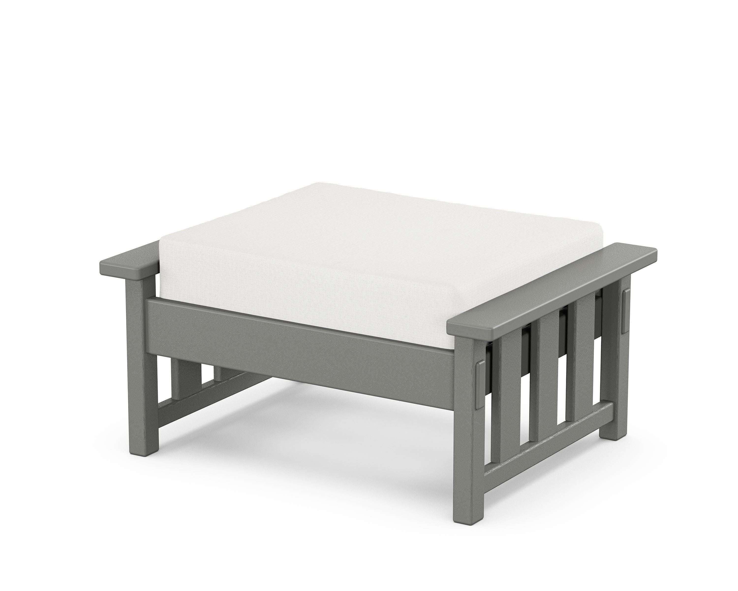 Martha Stewart by POLYWOOD® Acadia Deep Seating Ottoman in Slate Grey / Natural Linen