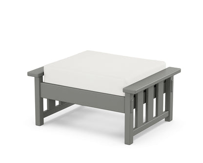 Martha Stewart by POLYWOOD® Acadia Deep Seating Ottoman in Slate Grey / Natural Linen
