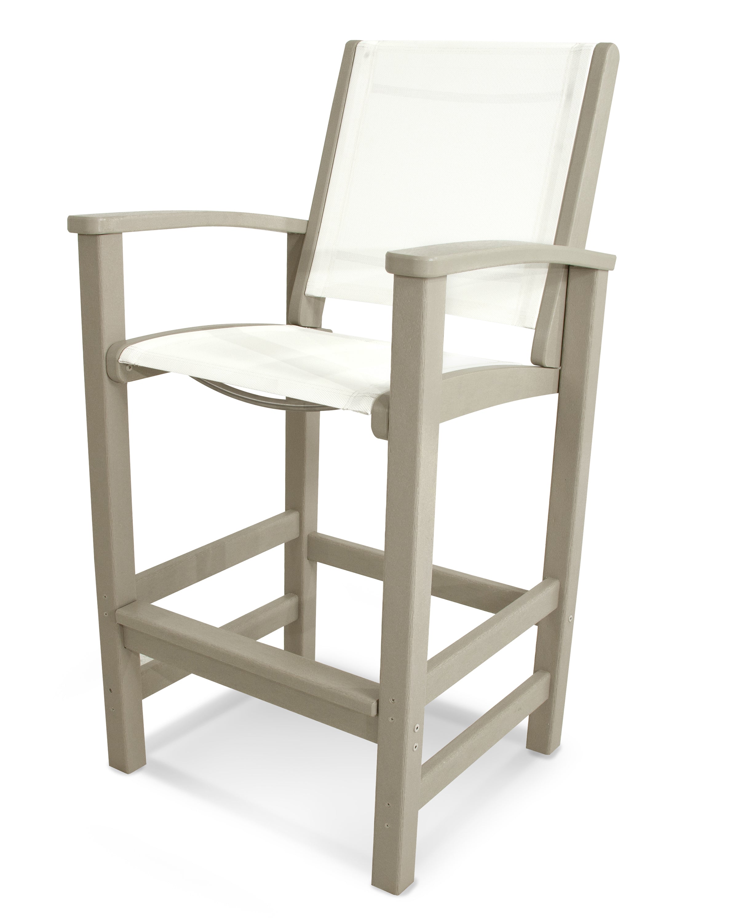 POLYWOOD® Coastal Bar Chair in Sand / White Sling