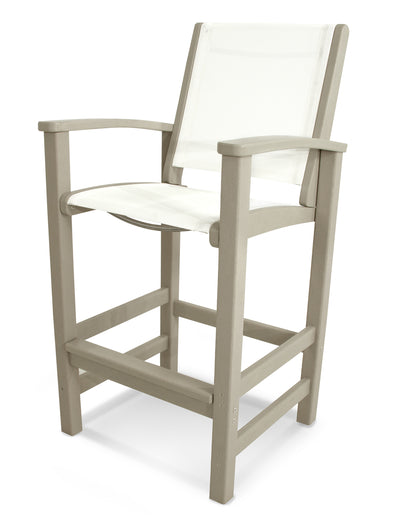 POLYWOOD® Coastal Bar Chair in Sand / White Sling