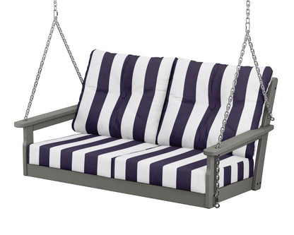POLYWOOD® Vineyard Deep Seating Swing in Slate Grey / Cabana Stripe Navy