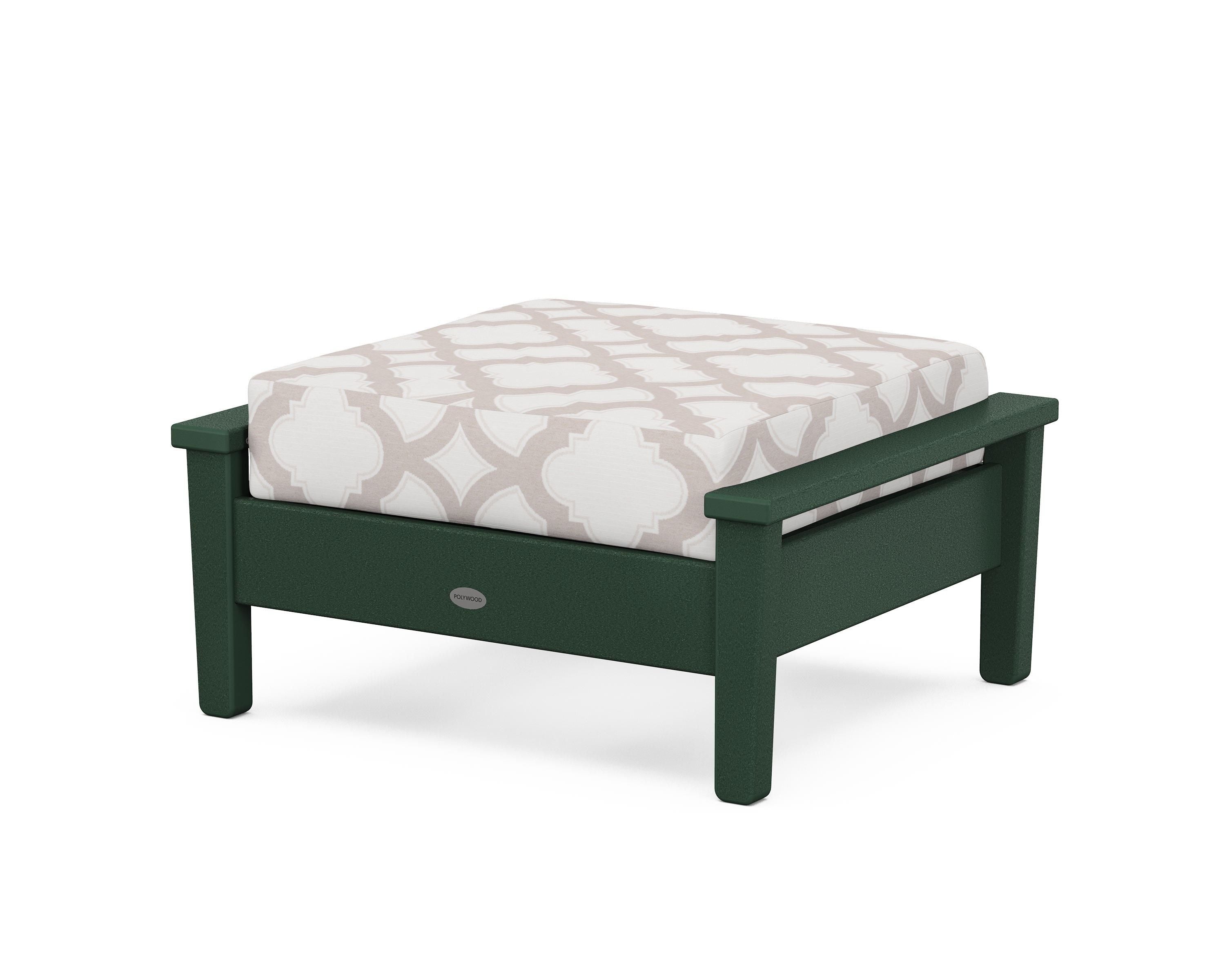 POLYWOOD® Prescott Deep Seating Ottoman in Green / Trellis Dune Burlap