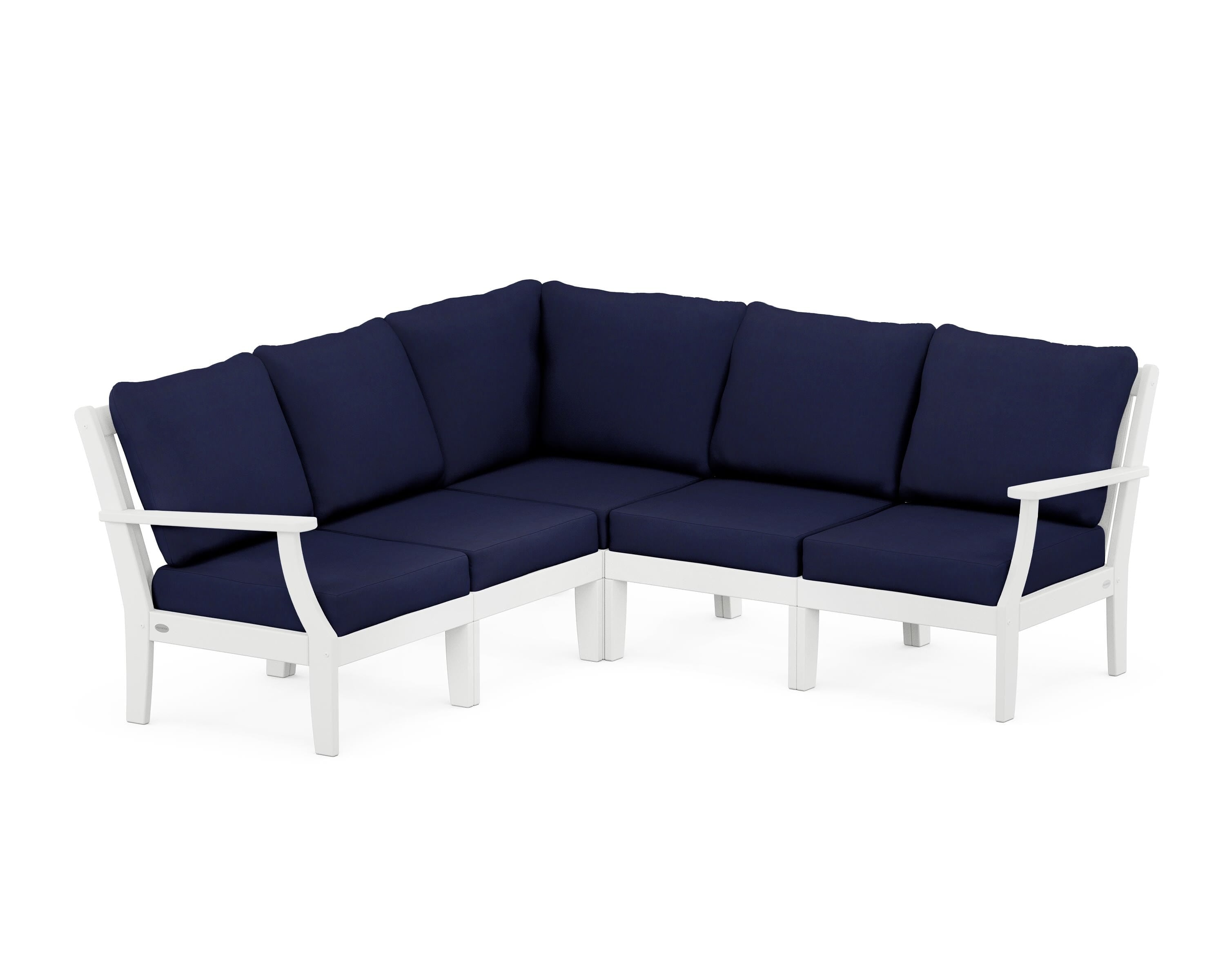 POLYWOOD® Braxton Modular 5-Piece Deep Seating Set in White / Navy