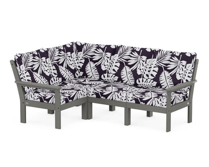 POLYWOOD® Vineyard 4-Piece Sectional in Slate Grey / Leaf Navy
