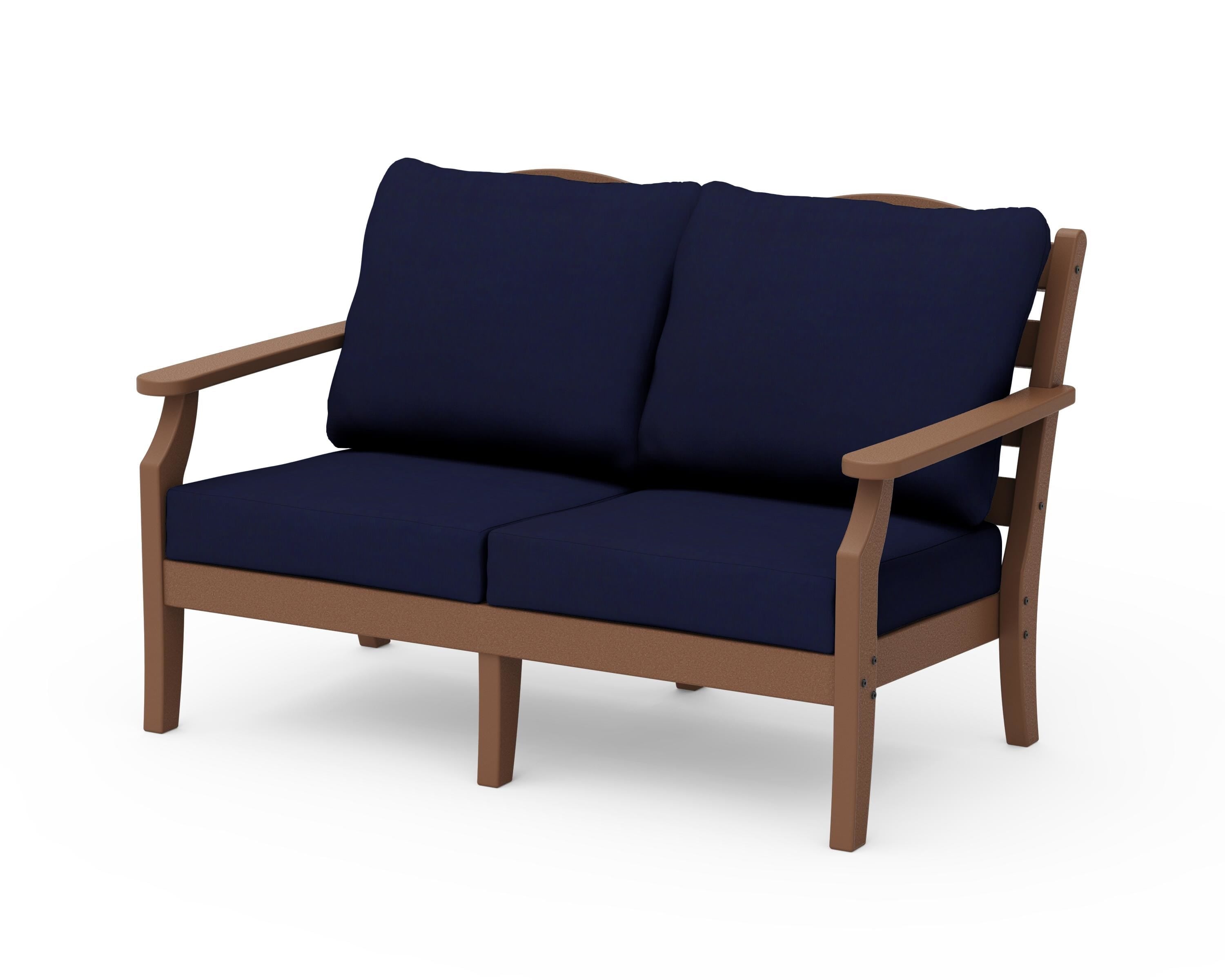 Draper James™ by  POLYWOOD® Savannah Deep Seating Loveseat in Teak / Navy