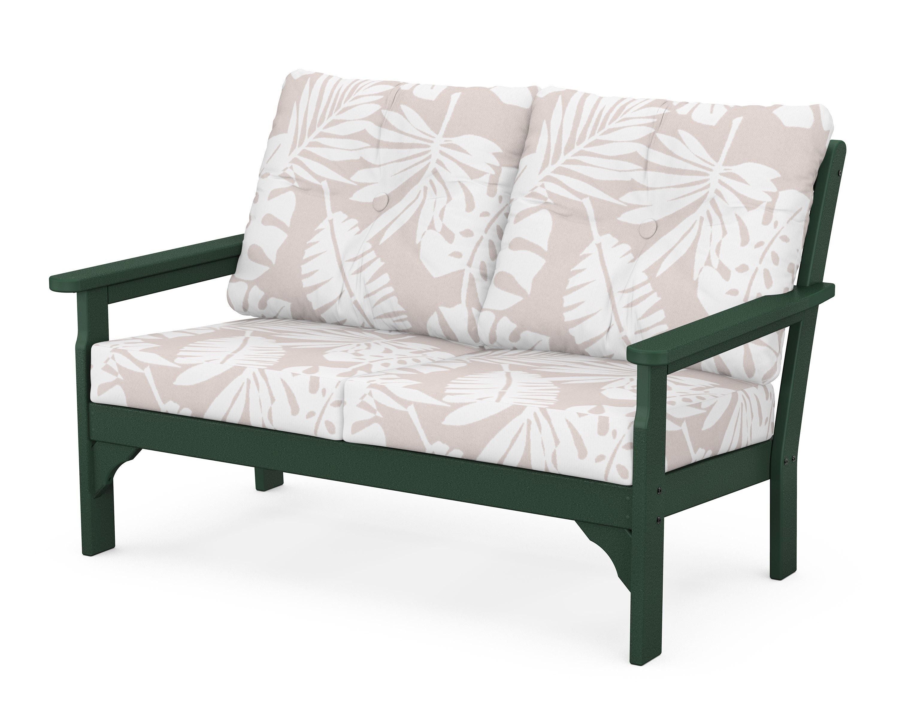 POLYWOOD® Vineyard Deep Seating Loveseat in Green / Leaf Dune Burlap