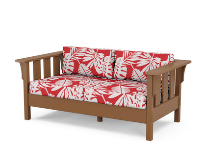 Martha Stewart by POLYWOOD® Acadia Deep Seating Loveseat in Teak / Leaf Crimson
