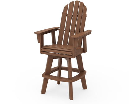 POLYWOOD® Vineyard Curveback Adirondack Swivel Bar Chair in Teak