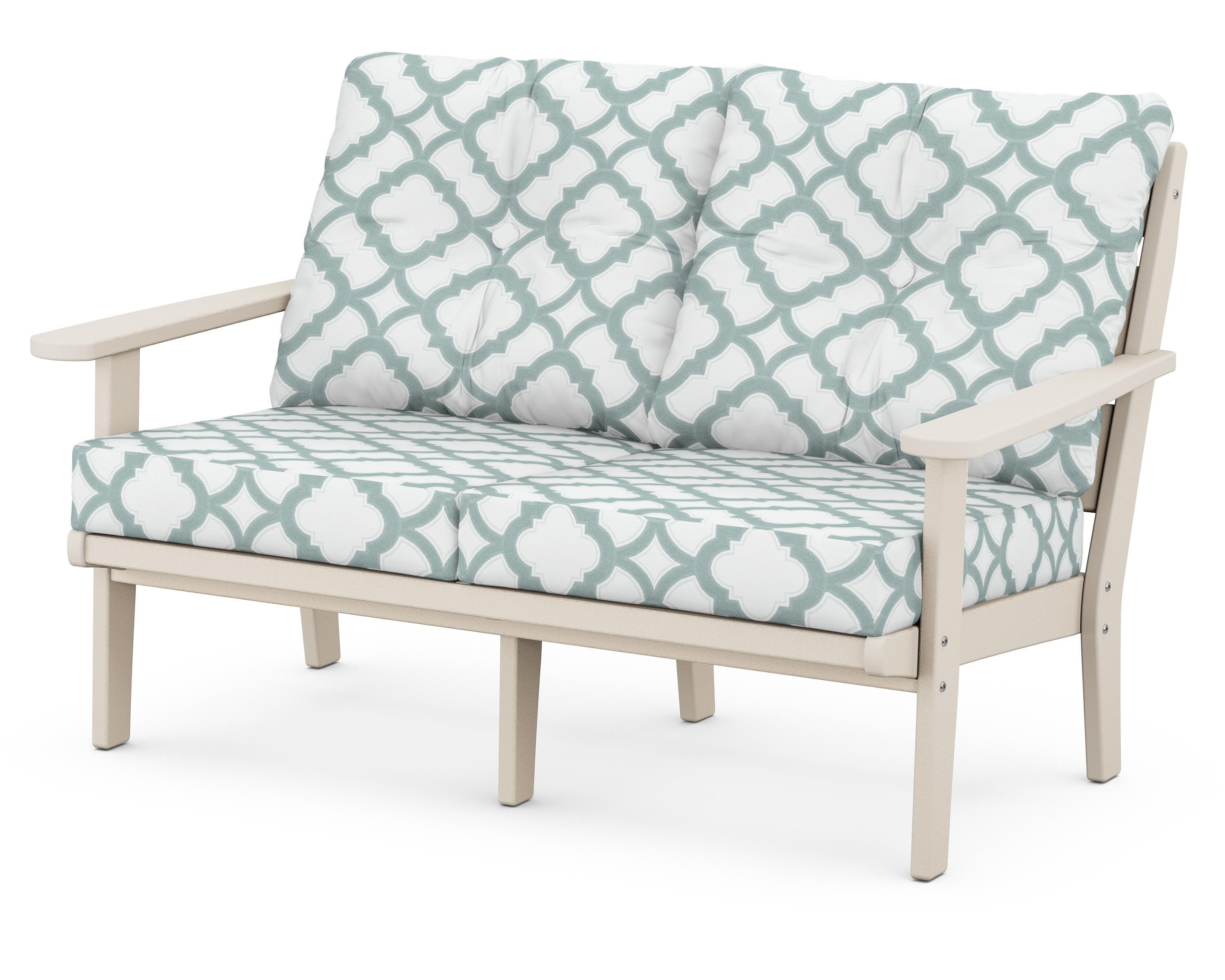 POLYWOOD® Lakeside Deep Seating Loveseat in Sand / Trellis Glacier Spa