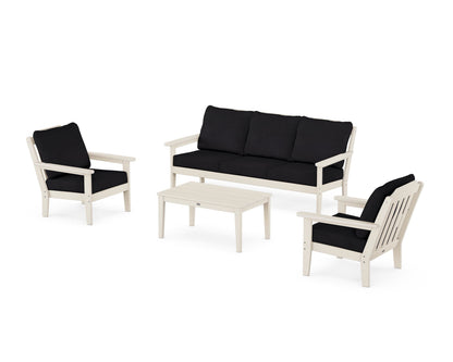 Country Living Cottage 4-Piece Deep Seating Set with Sofa in Sand / Midnight Linen