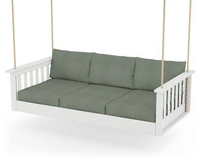 POLYWOOD® Vineyard Daybed Swing in White / Cast Sage