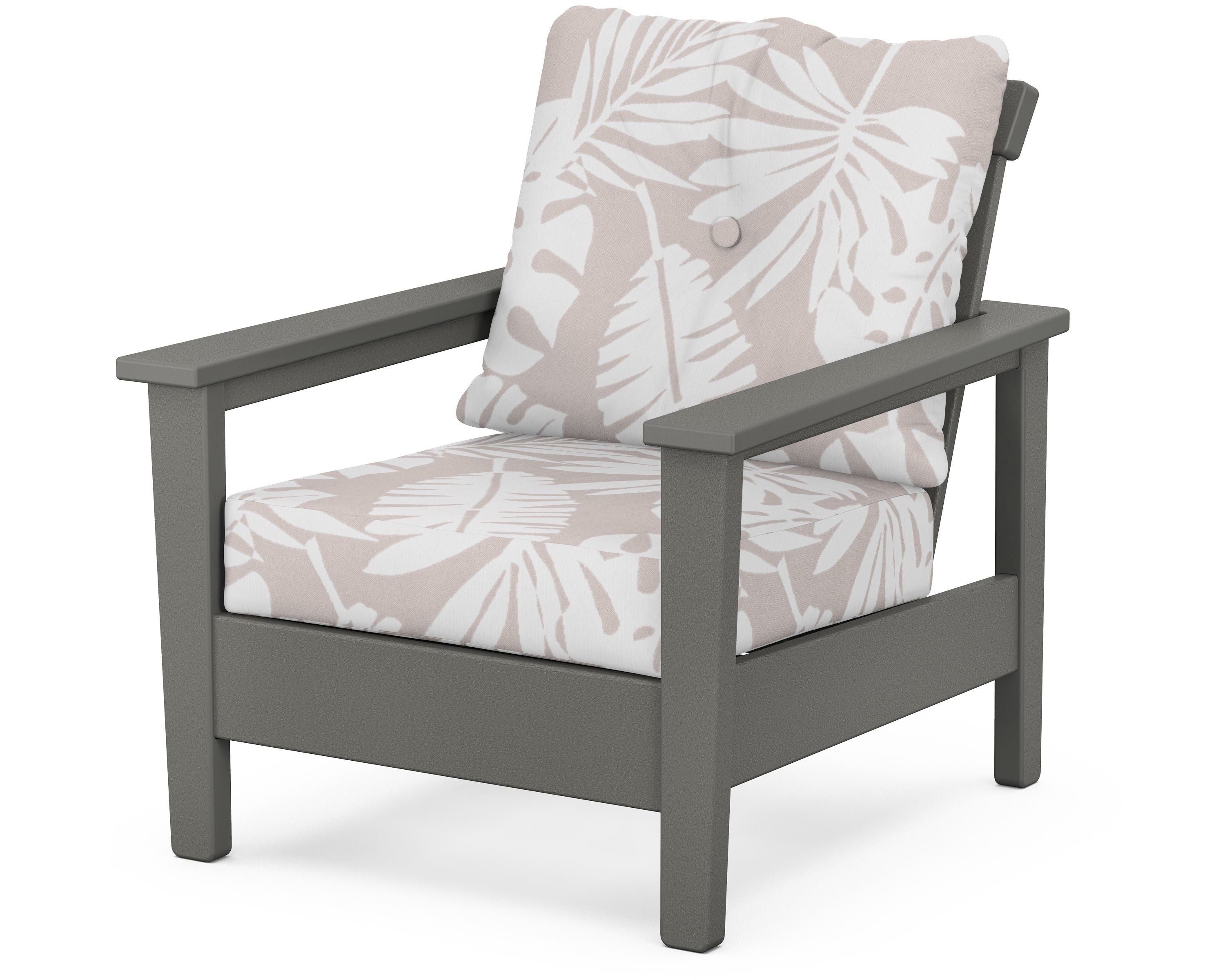POLYWOOD® Prescott Deep Seating Chair in Slate Grey / Leaf Dune Burlap