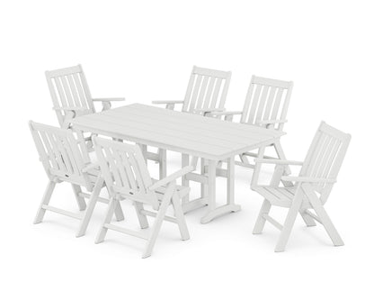 POLYWOOD® Vineyard Folding Chair 7-Piece Farmhouse Dining Set in White
