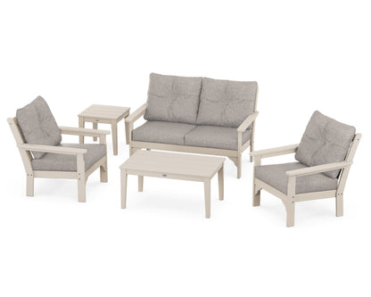 POLYWOOD® Vineyard 5-Piece Deep Seating Set in Sand / Weathered Tweed