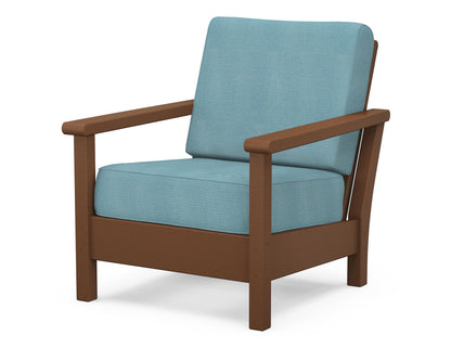 POLYWOOD® Harbour Deep Seating Chair in Teak / Lattice Sky Blue