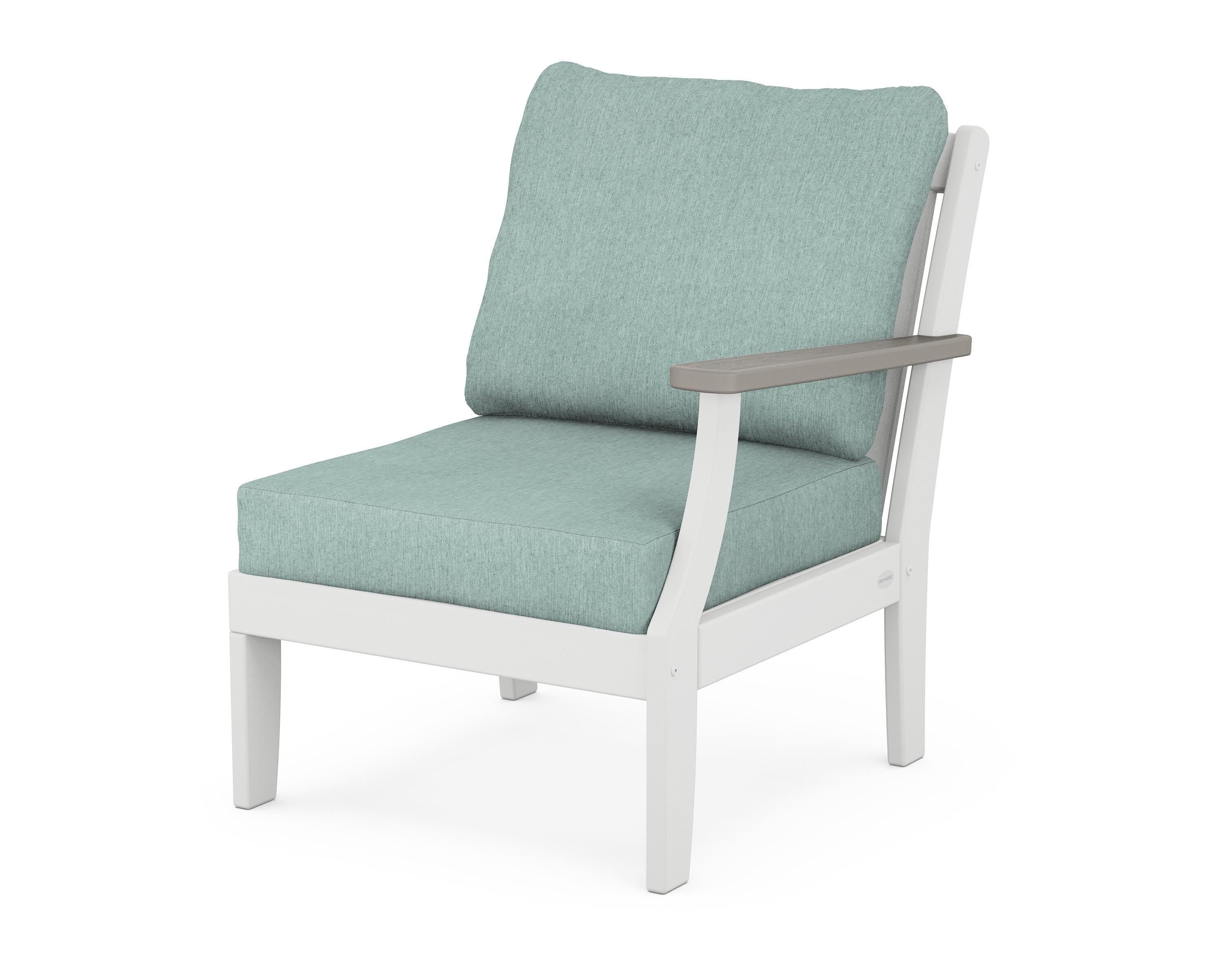 POLYWOOD® Braxton Modular Right Arm Chair in White / Driftwood / Glacier Spa