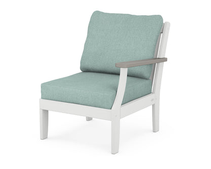 POLYWOOD® Braxton Modular Right Arm Chair in White / Driftwood / Glacier Spa