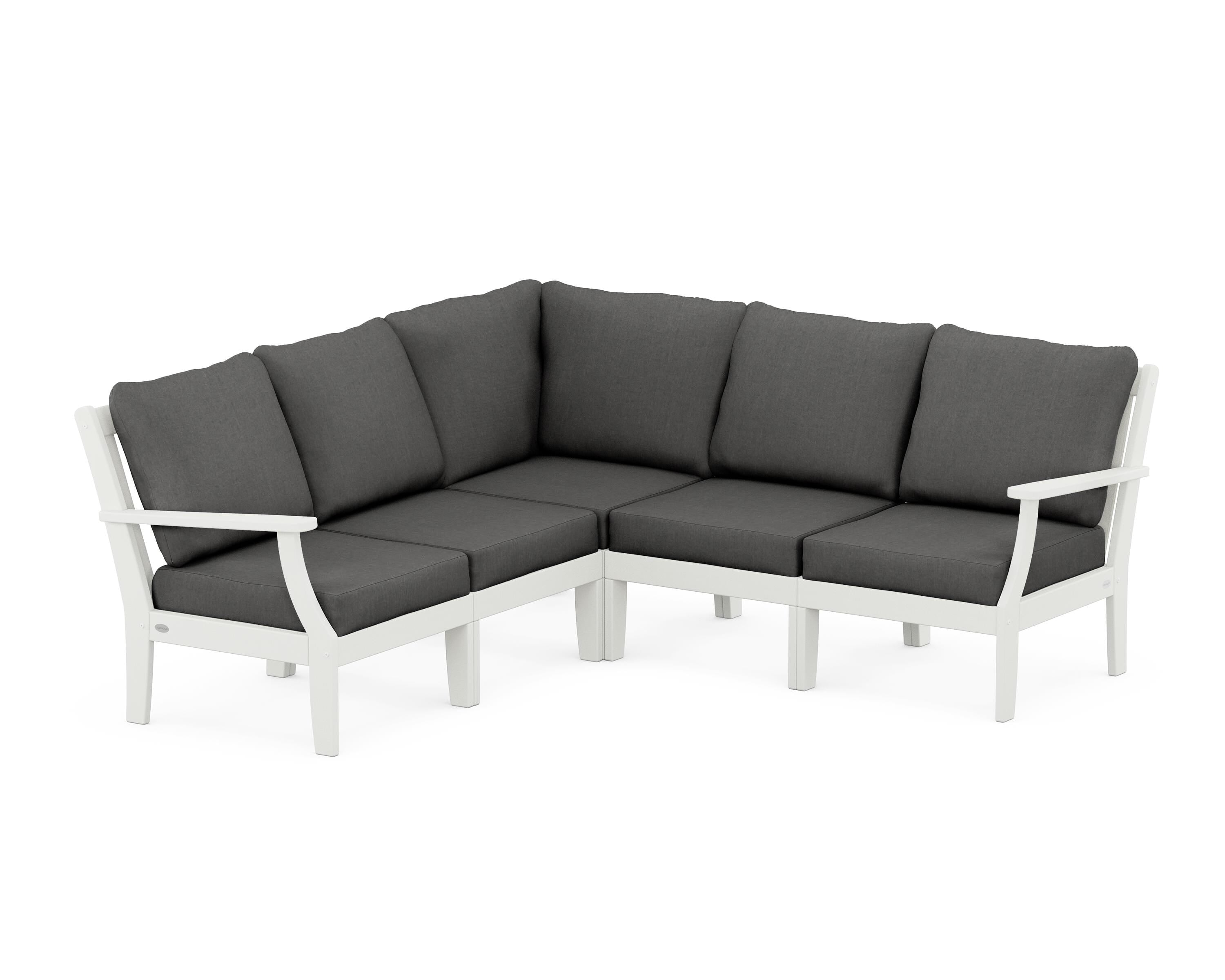 POLYWOOD® Braxton Modular 5-Piece Deep Seating Set in Vintage White / Spectrum Carbon