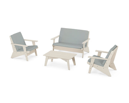 POLYWOOD® Riviera Modern Lounge 4-Piece Set in Sand / Spa