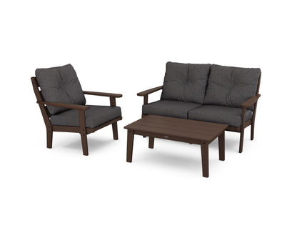 POLYWOOD® Lakeside 3-Piece Deep Seating Set in Mahogany / Ash Charcoal