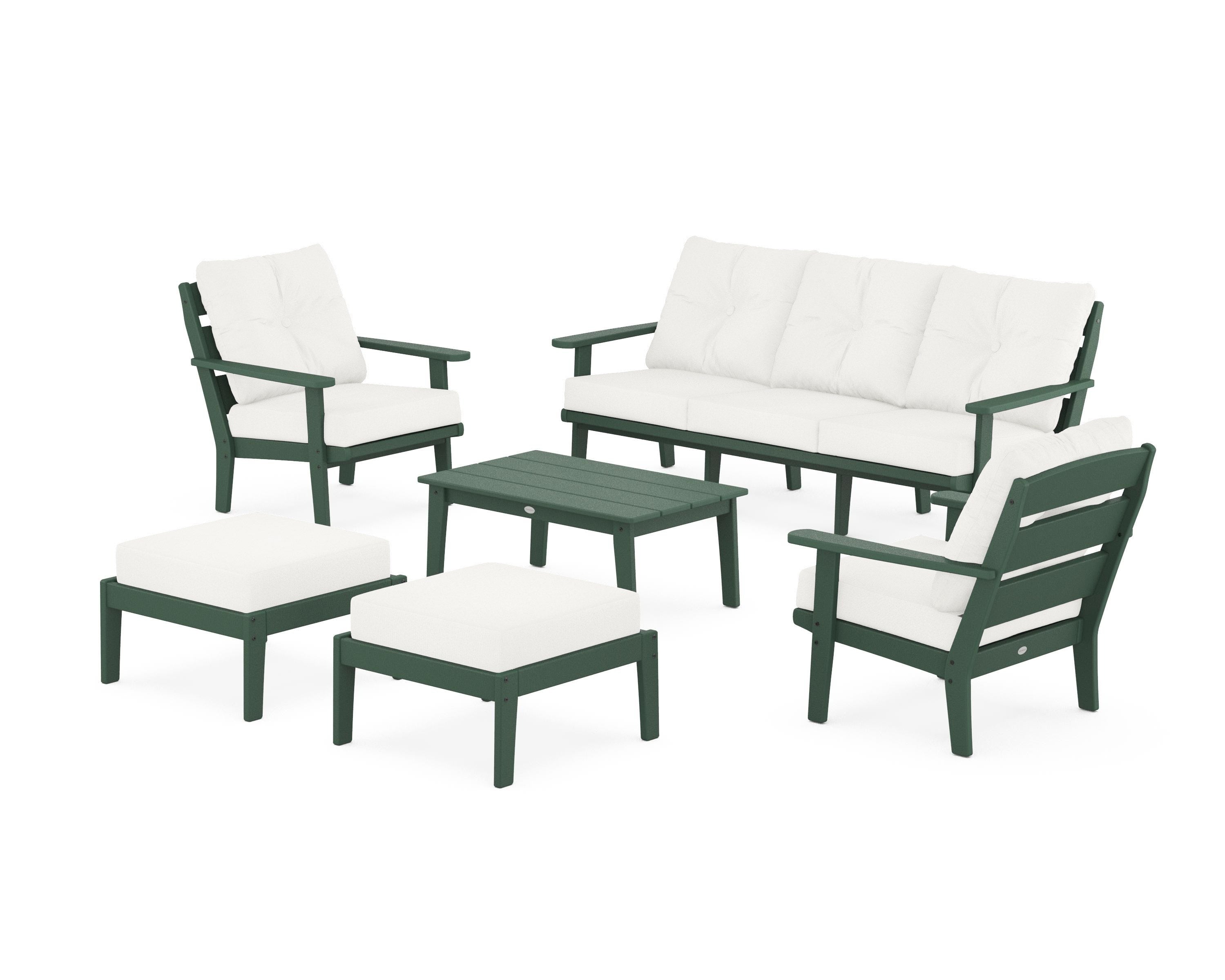 POLYWOOD® Lakeside 6-Piece Lounge Sofa Set in Green / Natural Linen