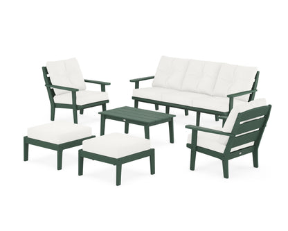 POLYWOOD® Lakeside 6-Piece Lounge Sofa Set in Green / Natural Linen