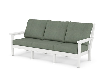 POLYWOOD® Chippendale Deep Seating Sofa in White / Cast Sage