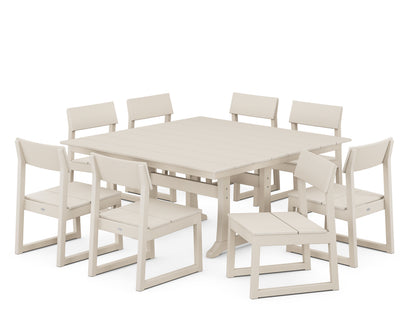 POLYWOOD® EDGE 9-Piece Farmhouse Trestle Dining Set in Sand