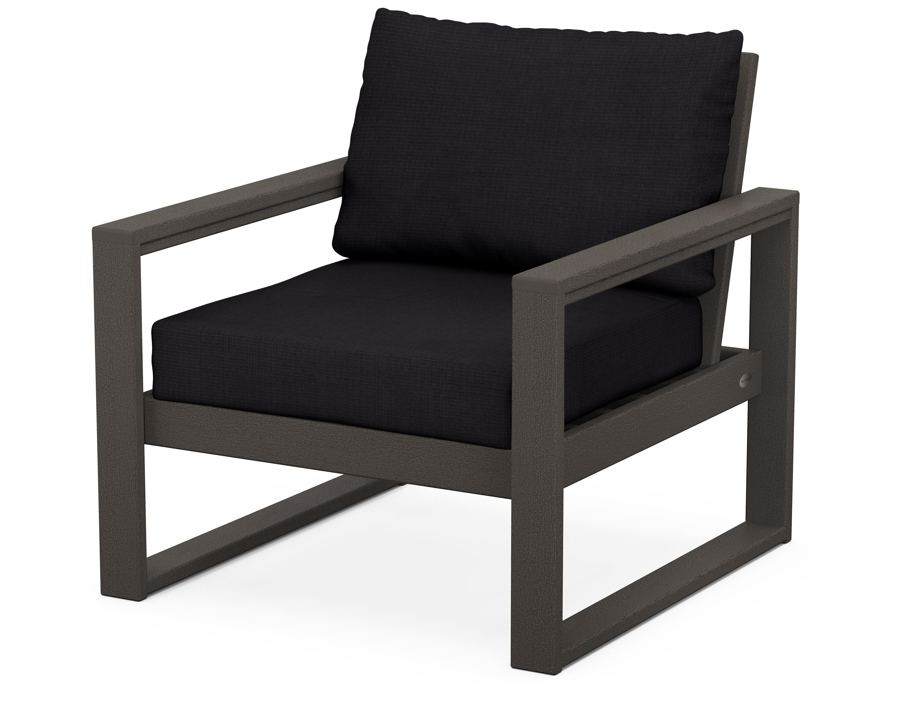 POLYWOOD® EDGE Club Chair in Vintage Coffee / Midnight Linen