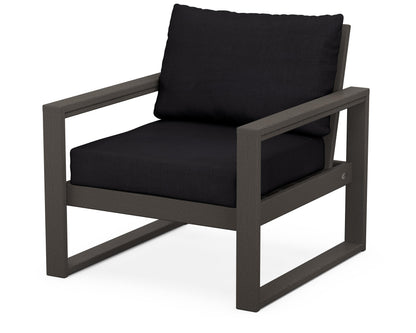 POLYWOOD® EDGE Club Chair in Vintage Coffee / Midnight Linen