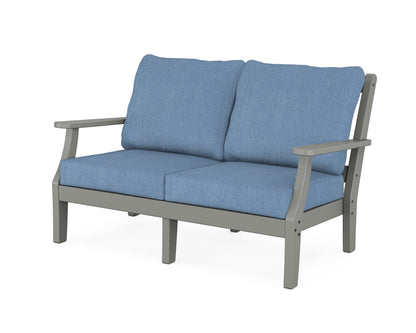 Martha Stewart by POLYWOOD® Chinoiserie Deep Seating Loveseat in Slate Grey / Sky Blue