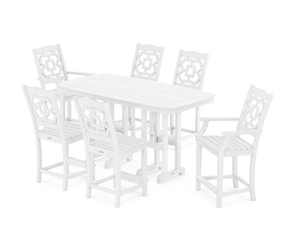 Martha Stewart by POLYWOOD® Chinoiserie 7-Piece Counter Set in White