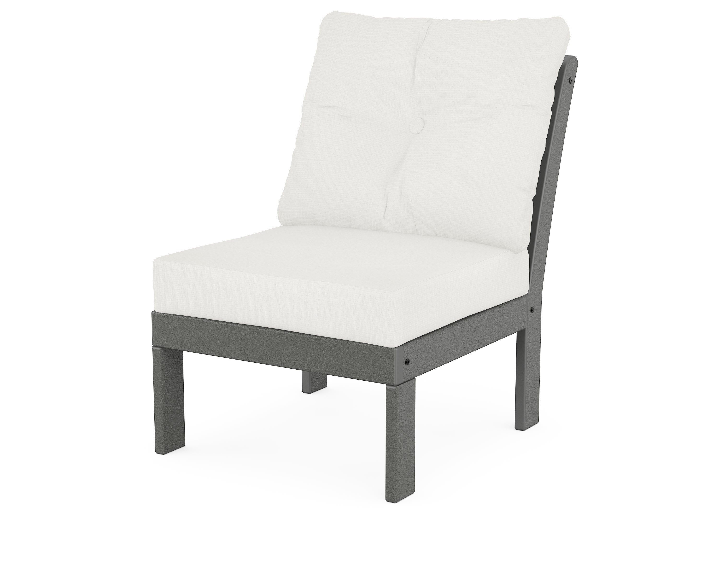 POLYWOOD® Vineyard Modular Armless Chair in Slate Grey / Natural Linen