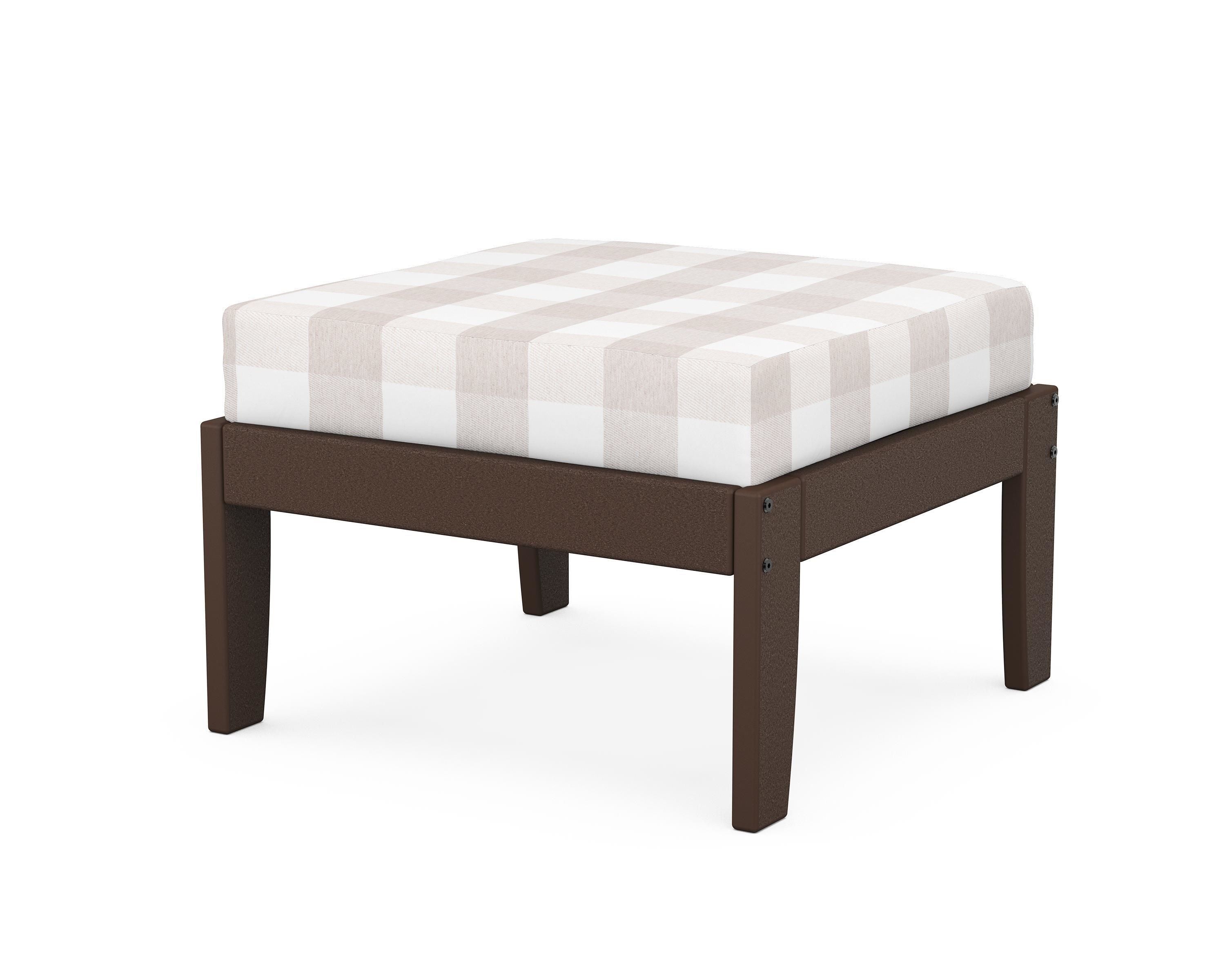Unbranded Modular Ottoman - Classic in Mahogany / Buffalo Plaid Dune Burlap