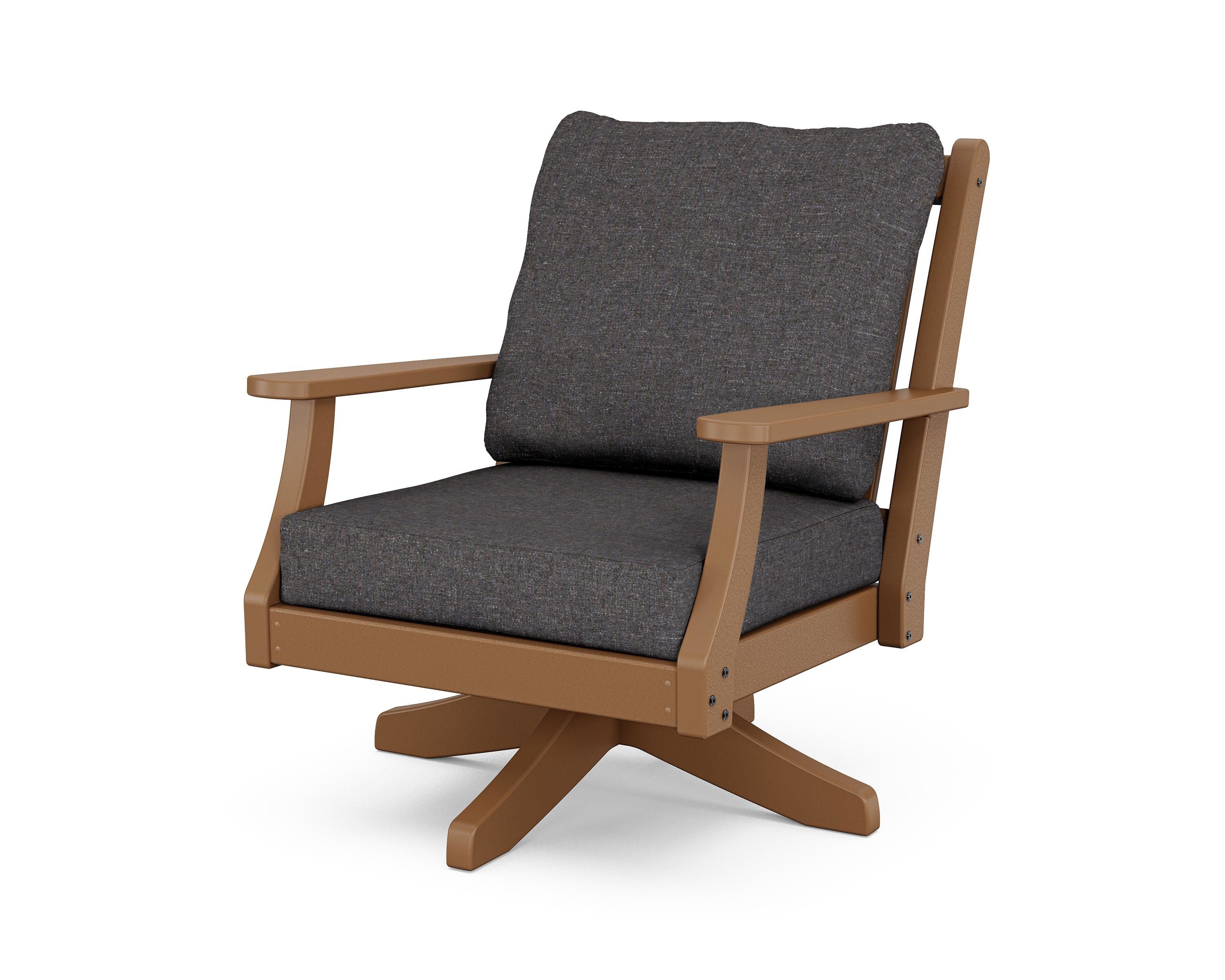 Country Living Wovendale Deep Seating Swivel Chair in Teak / Ash Charcoal