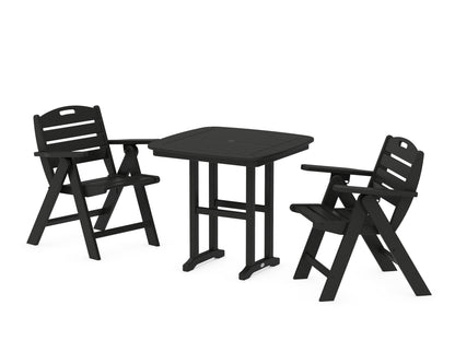 POLYWOOD® Nautical Folding Lowback Chair 3-Piece Dining Set in Black