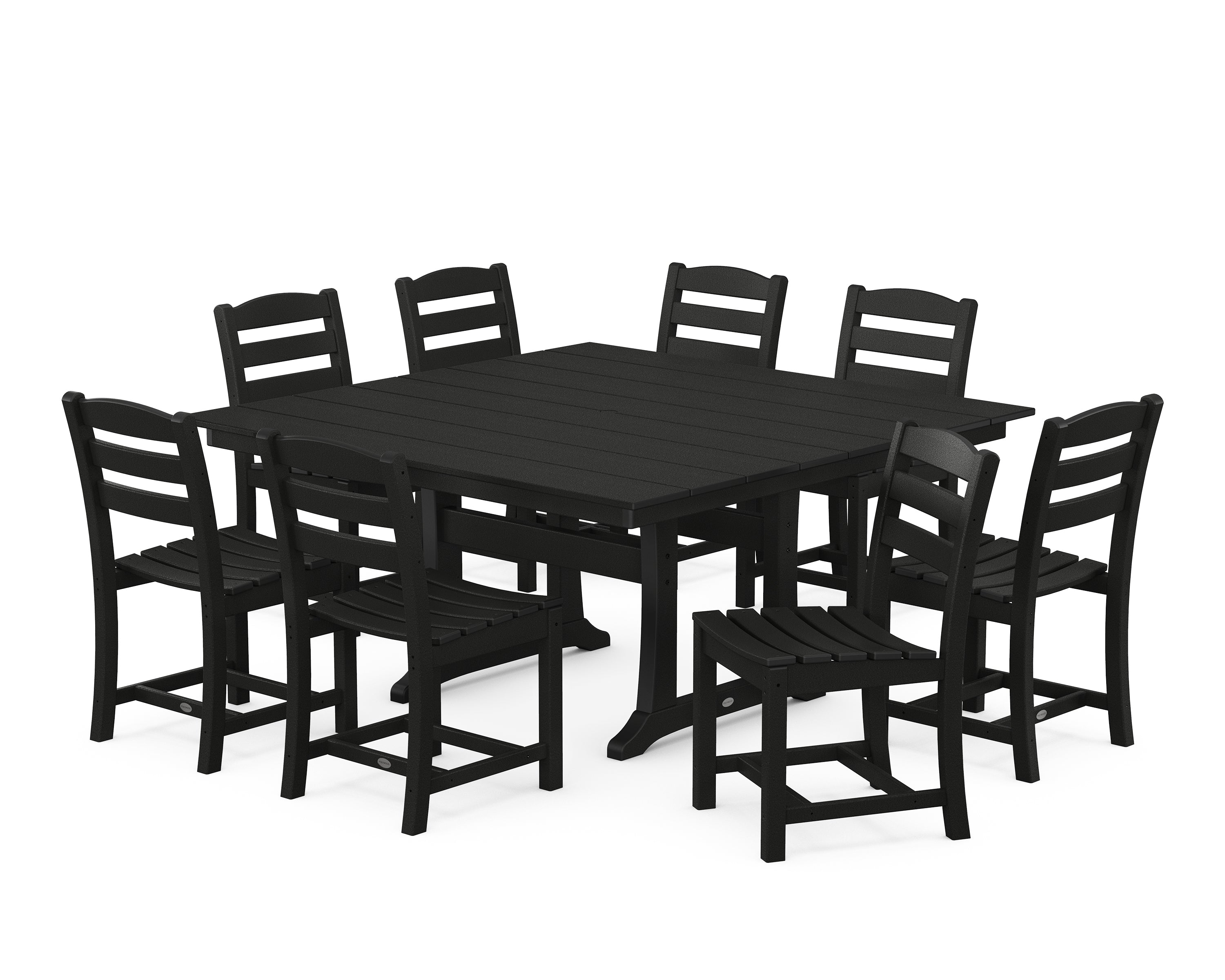 POLYWOOD® La Casa Café 9-Piece Farmhouse Trestle Dining Set in Black