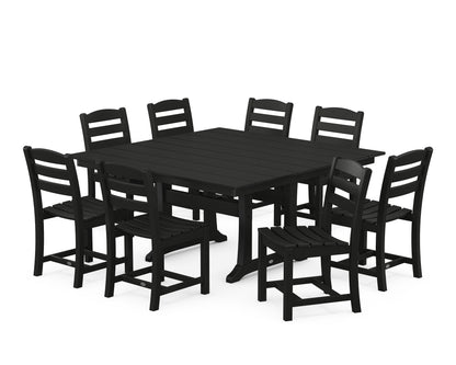 POLYWOOD® La Casa Café 9-Piece Farmhouse Trestle Dining Set in Black
