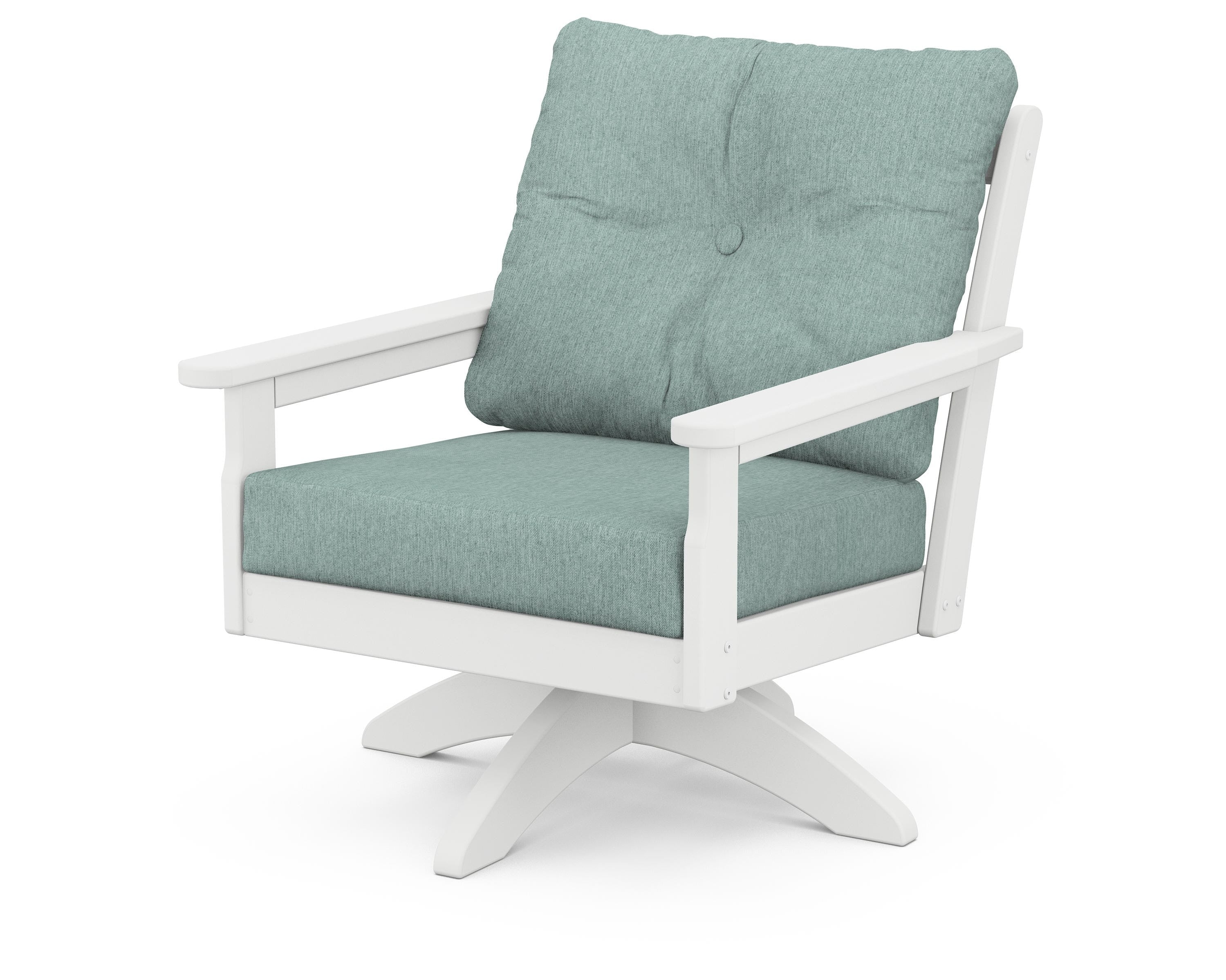 POLYWOOD® Vineyard Deep Seating Swivel Chair in White / Glacier Spa