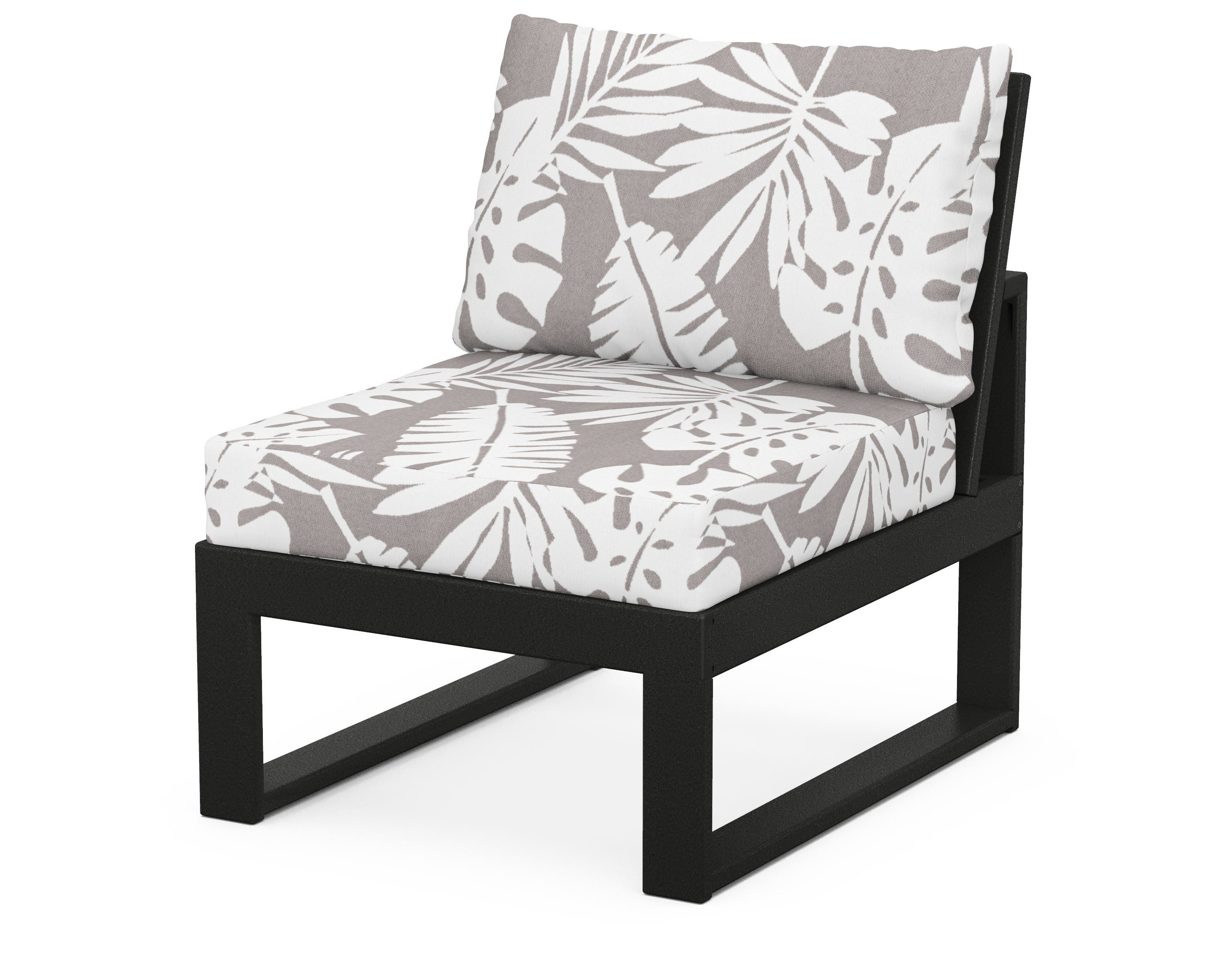 Unbranded Modular Armless Chair in Black / Leaf Grey Mist