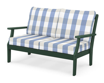 POLYWOOD® Braxton Deep Seating Loveseat in Green / Buffalo Plaid Sky Blue