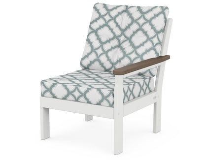 POLYWOOD® Vineyard Modular Right Arm Chair in White / Kona / Trellis Glacier Spa