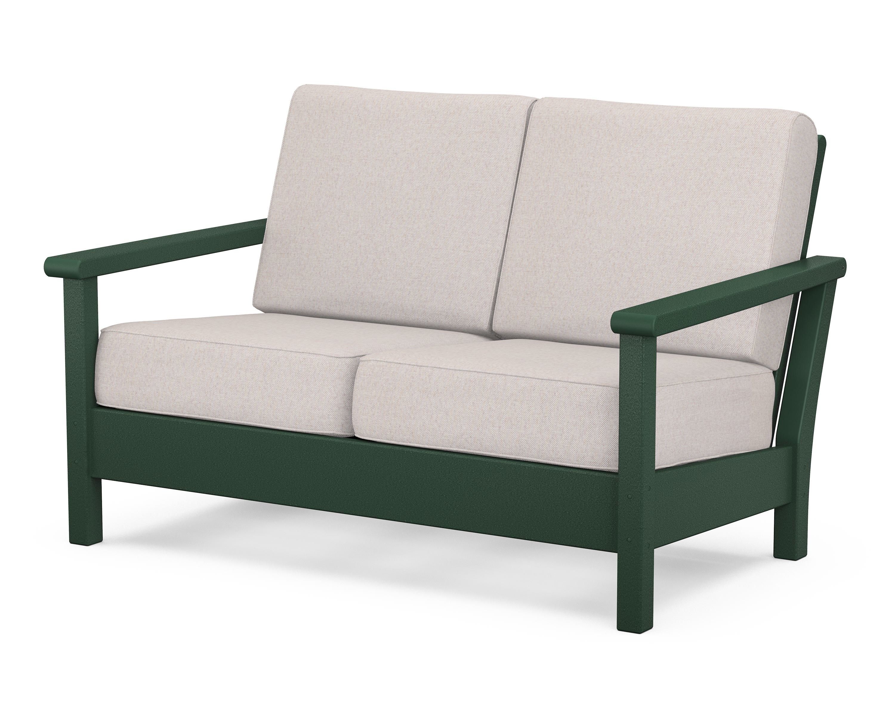POLYWOOD® Harbour Deep Seating Loveseat in Green / Dune Burlap