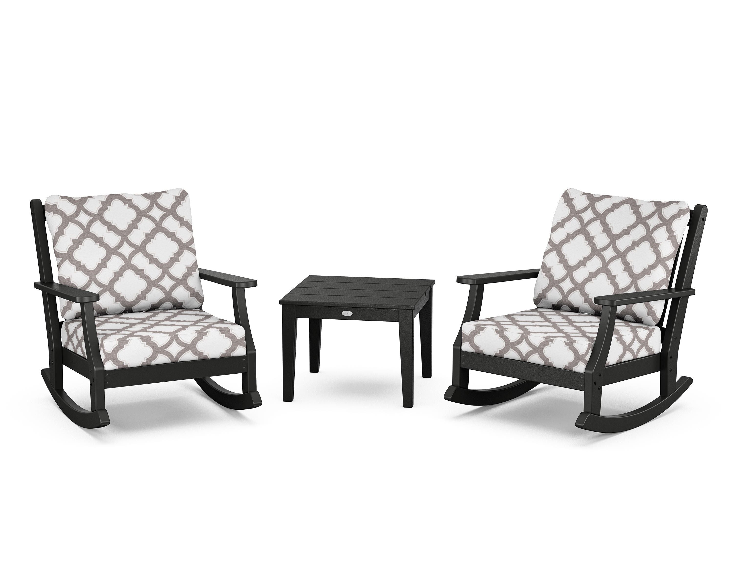 Country Living Wovendale 3-Piece Deep Seating Rocker Set in Black / Trellis Grey Mist
