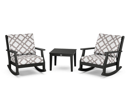 Country Living Wovendale 3-Piece Deep Seating Rocker Set in Black / Trellis Grey Mist