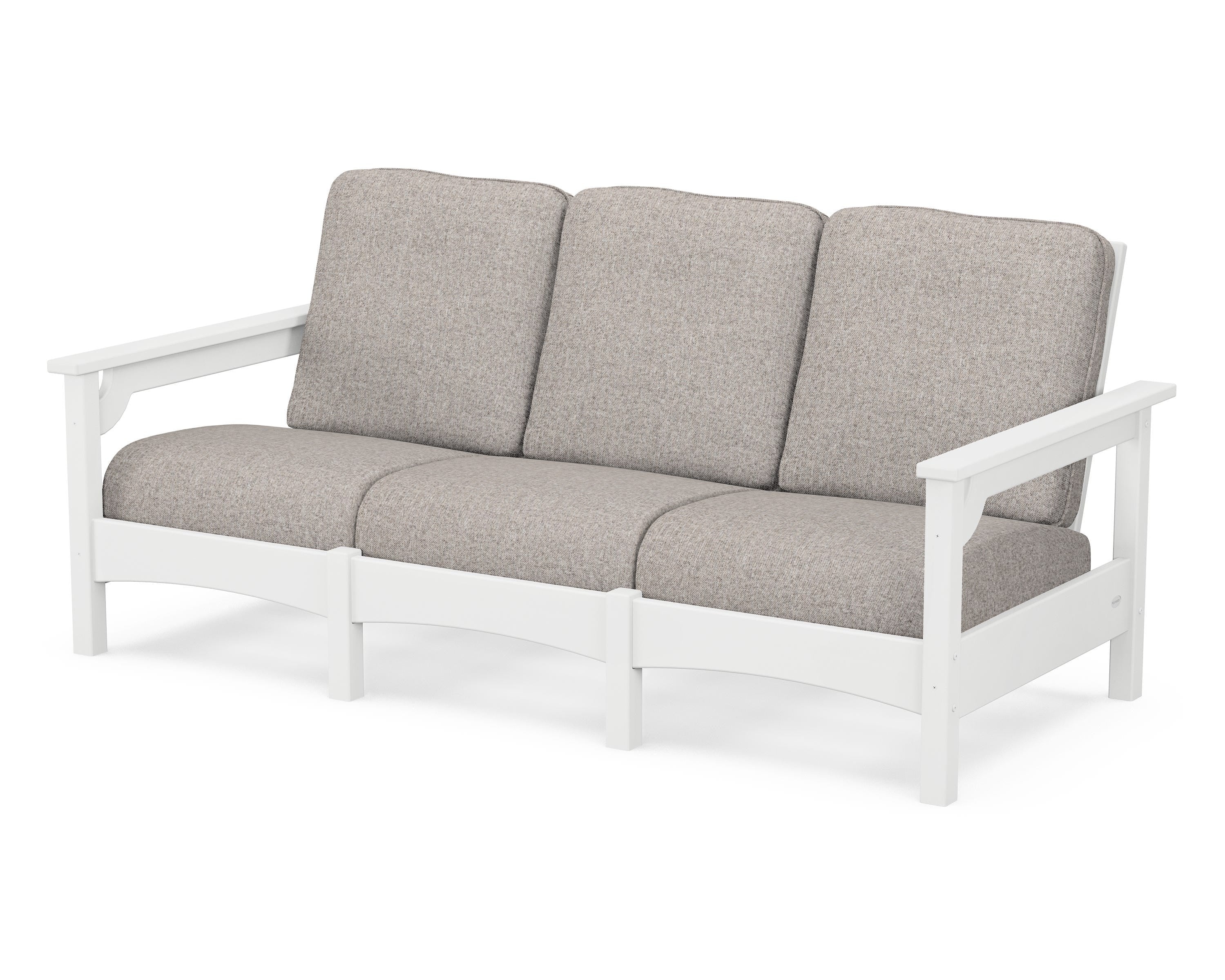 POLYWOOD® Club Sofa in White / Weathered Tweed
