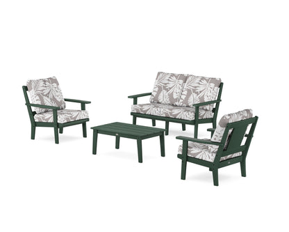 POLYWOOD® Prairie 4-Piece Deep Seating Set with Loveseat in Green / Leaf Grey Mist