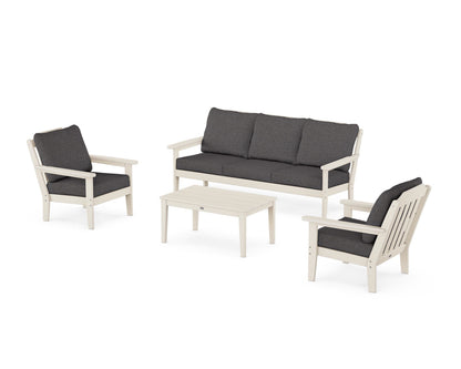 Country Living Cottage 4-Piece Deep Seating Set with Sofa in Sand / Ash Charcoal