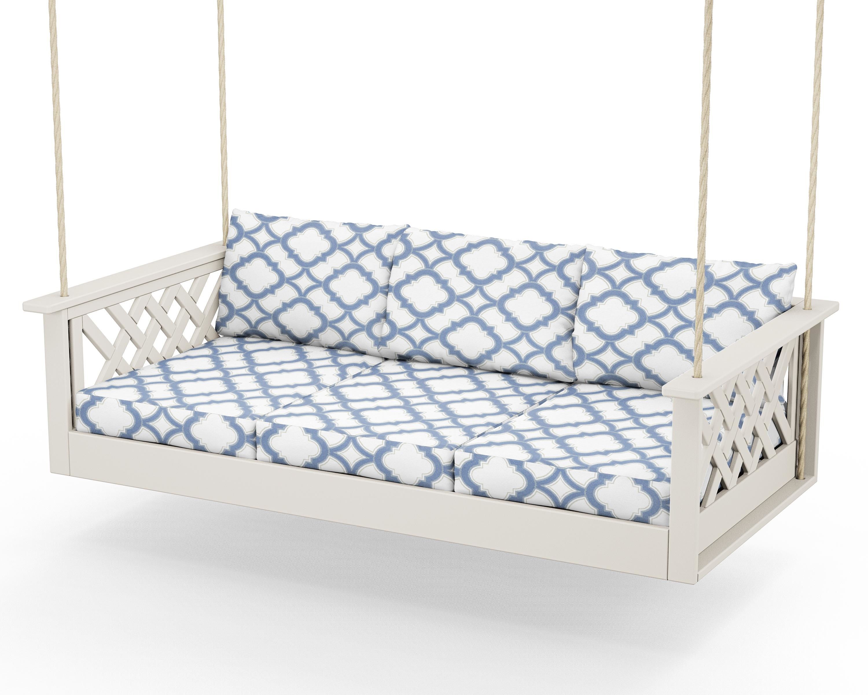 Country Living Wovendale Daybed Swing in Sand / Trellis Sky Blue